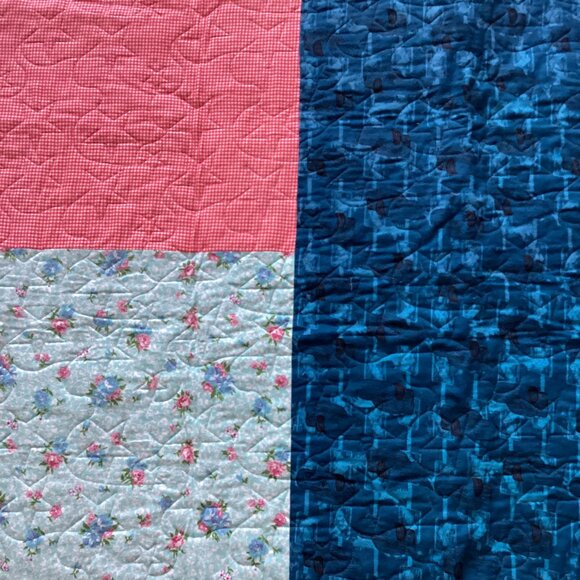 Handmade Lap Quilt Throw Blanket Stars Patchwork Small Comforter Bedding - Picture 6 of 7